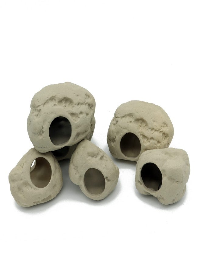 ALEGI Aquarium Decoration Rock Caves for Fish Tank, Ceramic Betta Fish Tank Accessories Hideout, Cichlid Stackable Cave Hiding (3 Small & 3 Medium) - Image 3